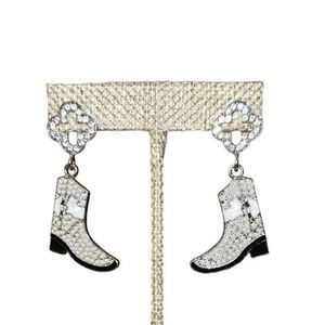 Silver Boot Dangle Earrings